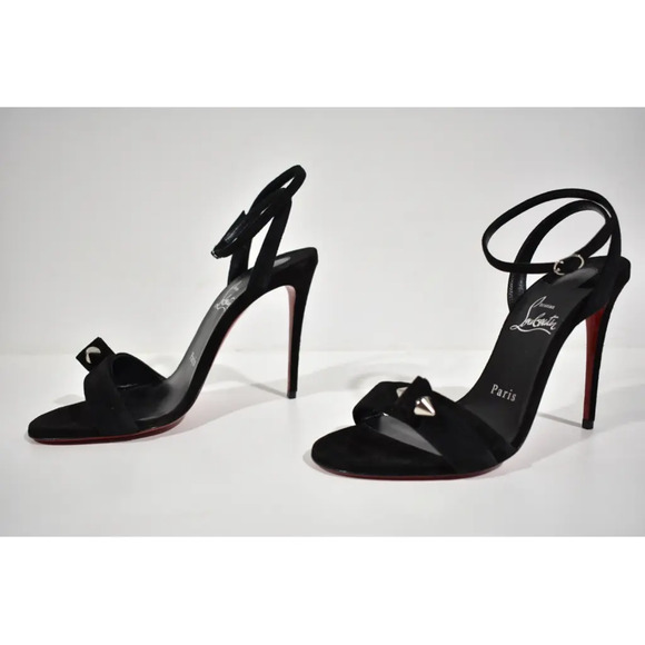 Christian Louboutin Umberta 100 Black Suede Ankle Strap Sandal Heel Pump 41 - Picture 9 of 12